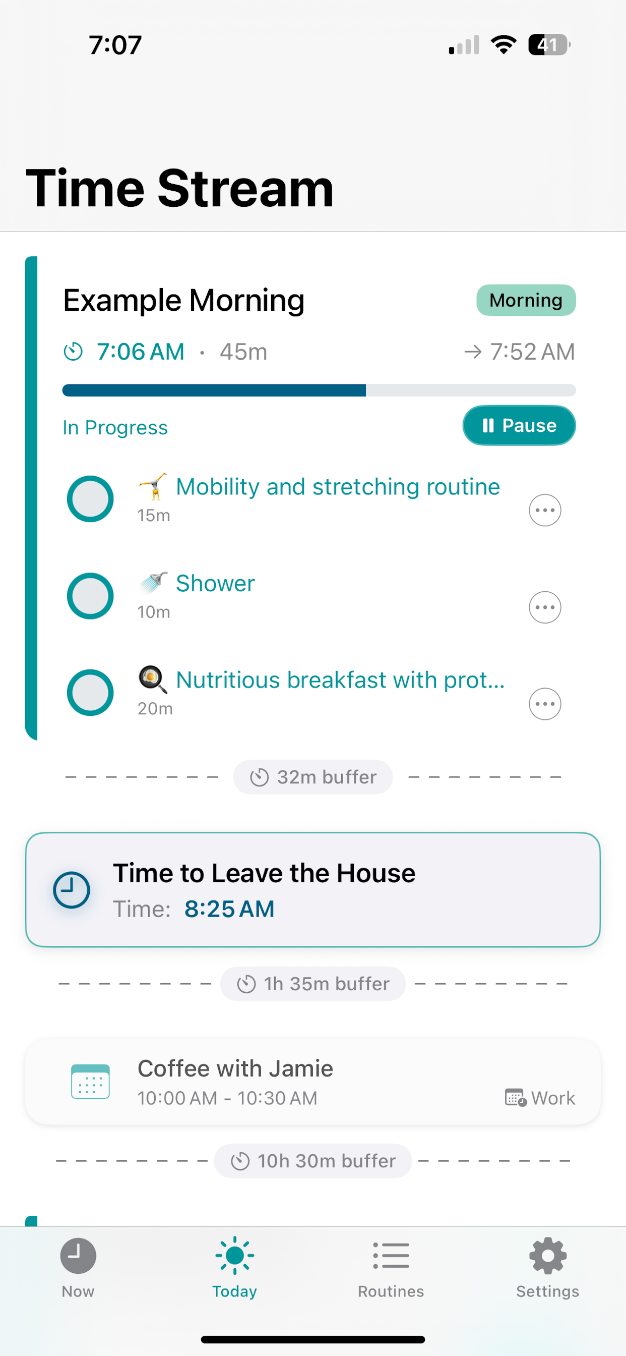 Time Stream App Today View
